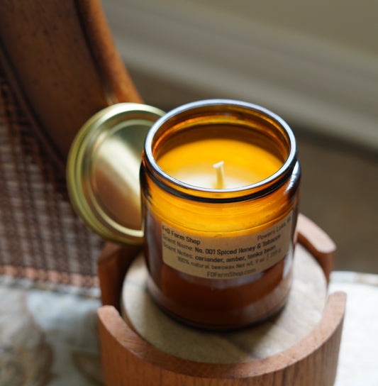 No. 001 Spiced Honey & Tobacco - 100% Natural Beeswax Candle